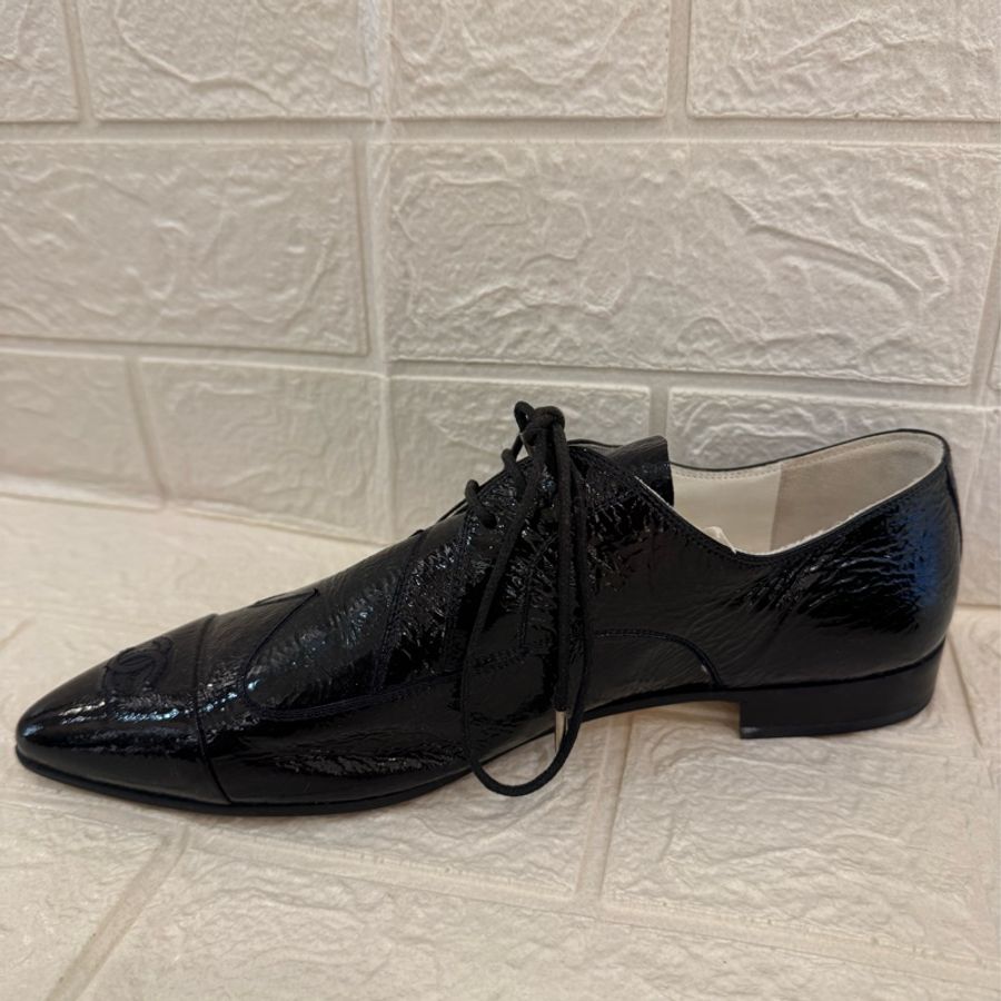 新年大特價✨✨chanel黑漆皮尖頭皮鞋👞-6