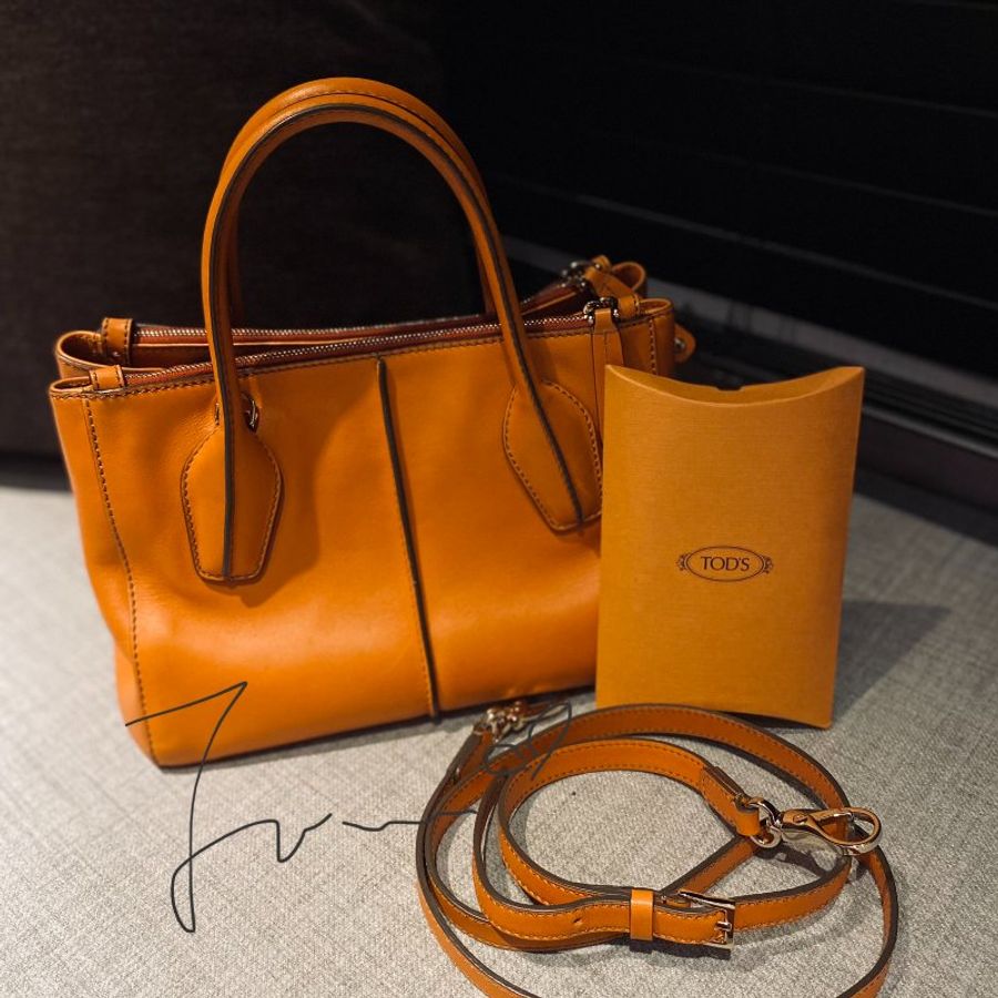 TOD'S 手提包/付肩帶/雙拉鍊D Bag/經典橘-0