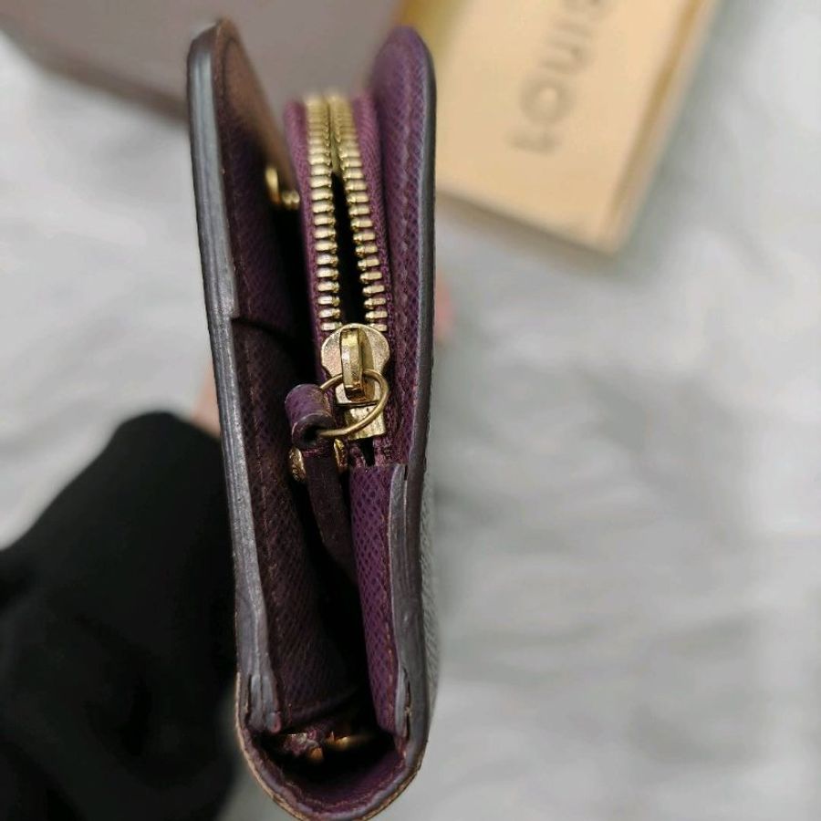 LV 老花 長銀包 紫色內裏-2