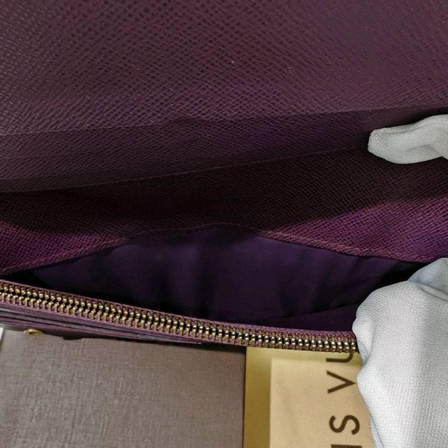 LV 老花 長銀包 紫色內裏-6