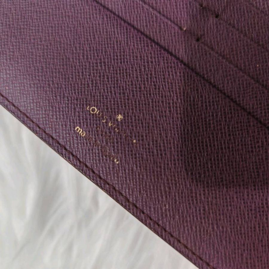 LV 老花 長銀包 紫色內裏-7