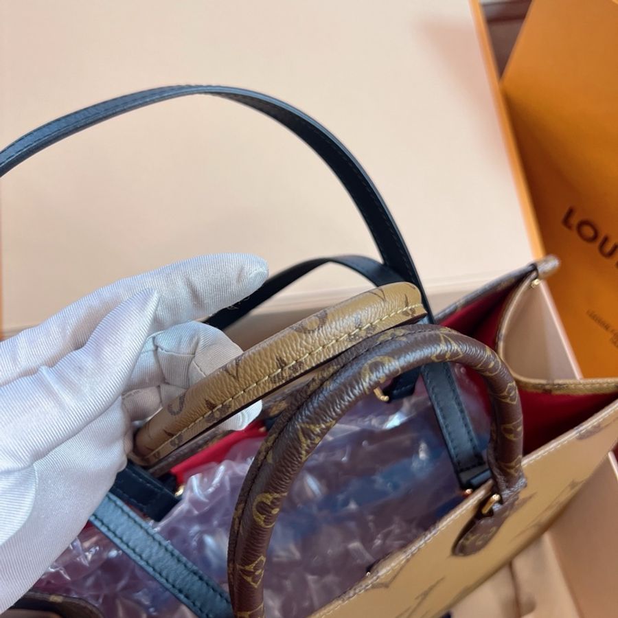 芯片款Lv onthego 中號tote 焦糖色雙面-3