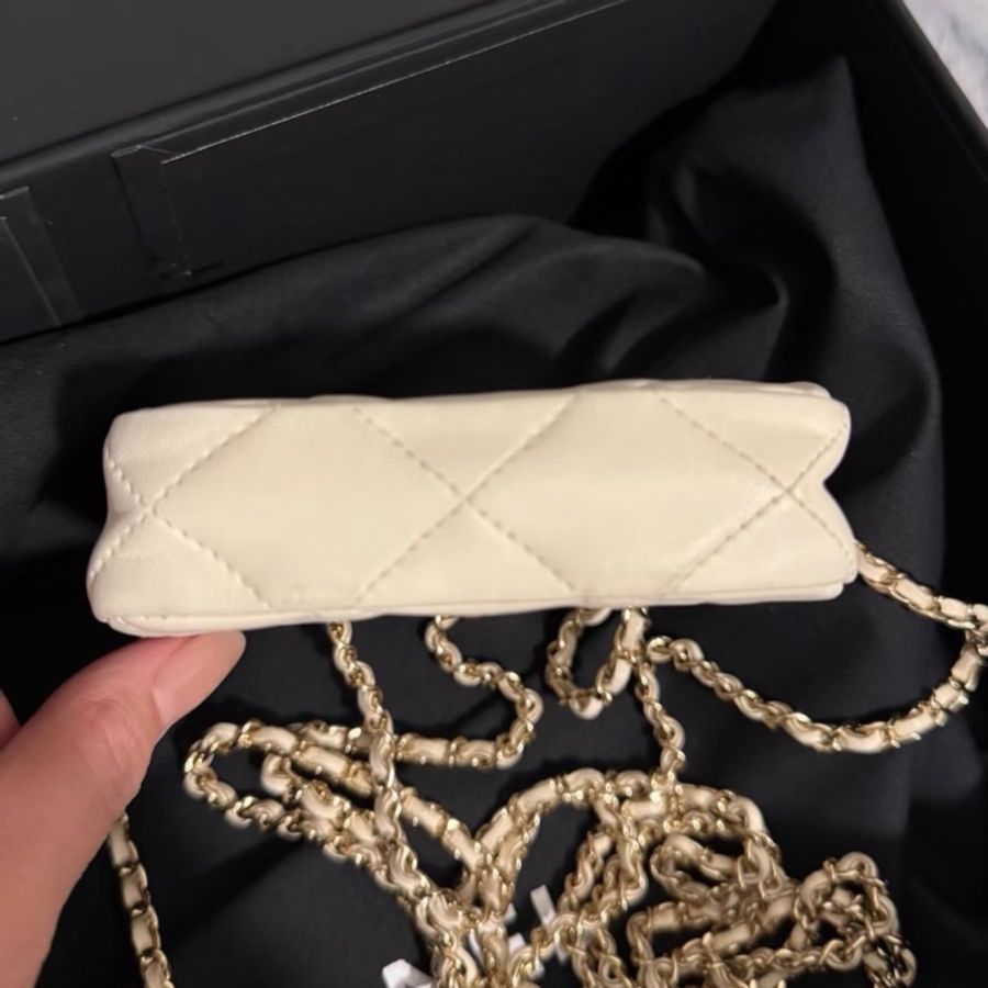 【95%新 ✨ 全網最低價!】31開 Chanel mini 奶白色 小羊皮 22c 小廢包 卡片包-6
