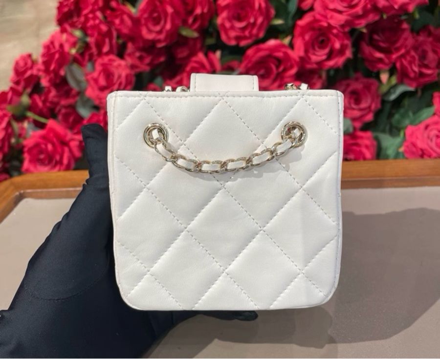 【97%新 ✨ 全網最低價!】Chanel mini 奶白色 小羊皮 22c 小廢包 卡片包-2