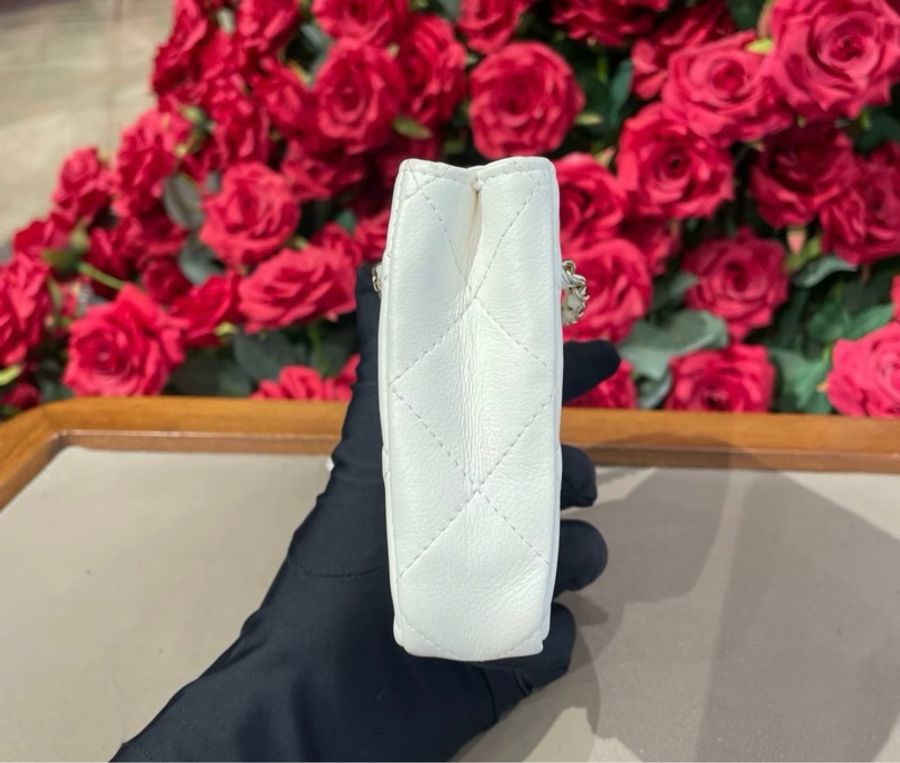 【97%新 ✨ 全網最低價!】Chanel mini 奶白色 小羊皮 22c 小廢包 卡片包-4