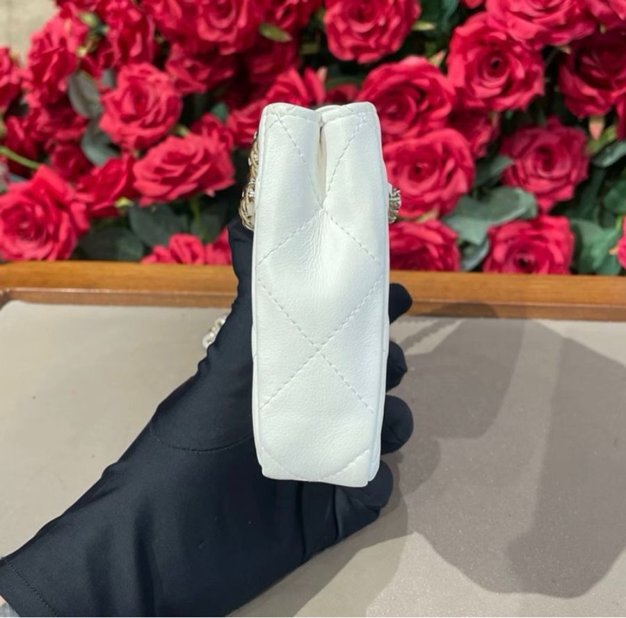 【97%新 ✨ 全網最低價!】Chanel mini 奶白色 小羊皮 22c 小廢包 卡片包-5