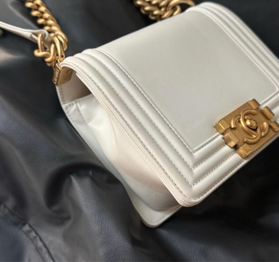 【95新 ✨撿漏價錢!】Chanel leboy mini 白色 牛皮 芯片新款-11