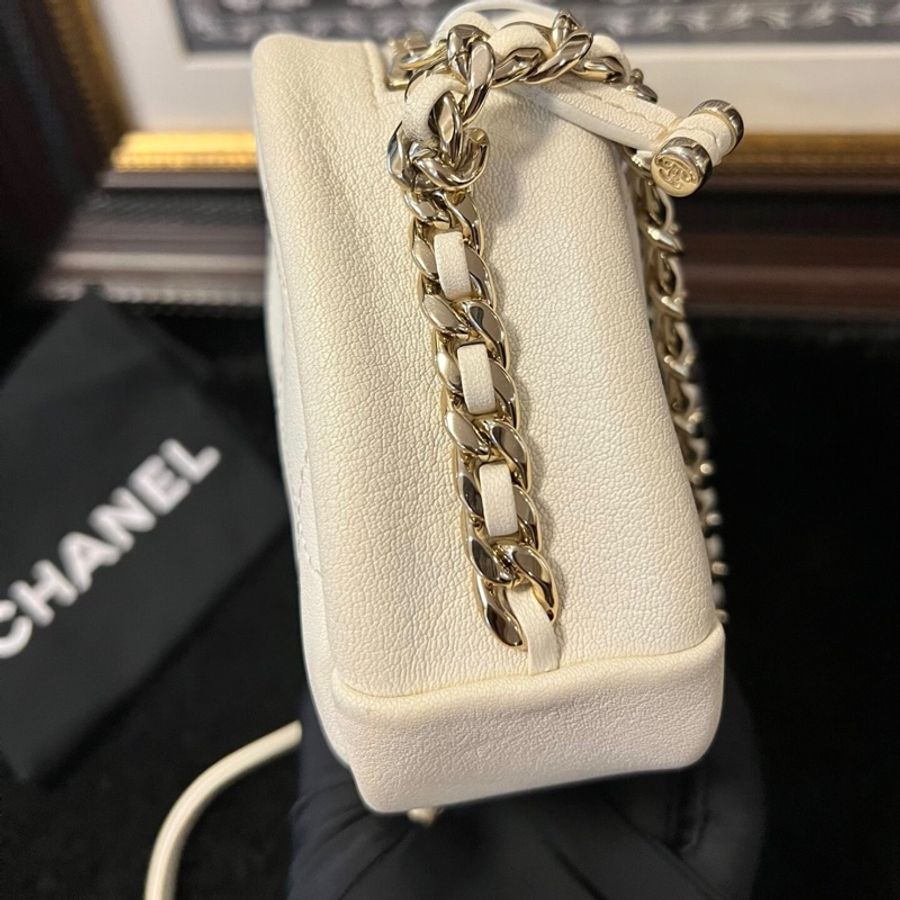 【96%新 ✨ 全網最低價!】Chanel香奈兒19C白金相機鏈條包 26開 牛皮-5