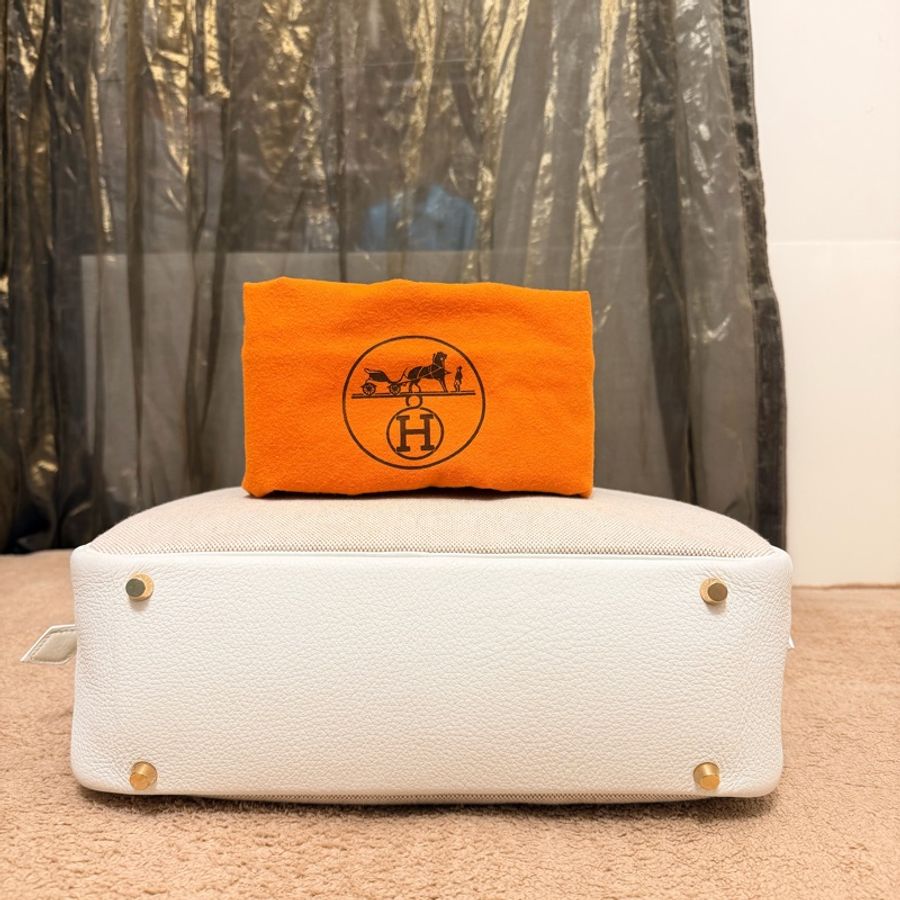 🍒Hermes plume32 白色皮革/帆布拼接款 2F260110-2-5