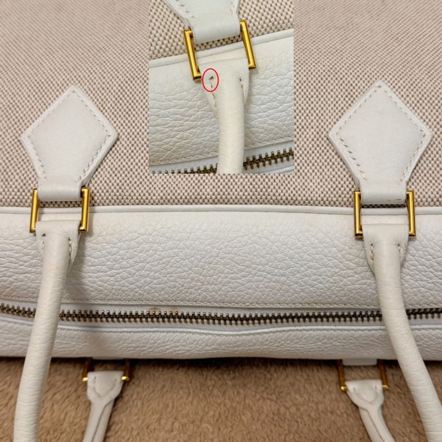 🍒Hermes plume32 白色皮革/帆布拼接款 2F260110-2-25