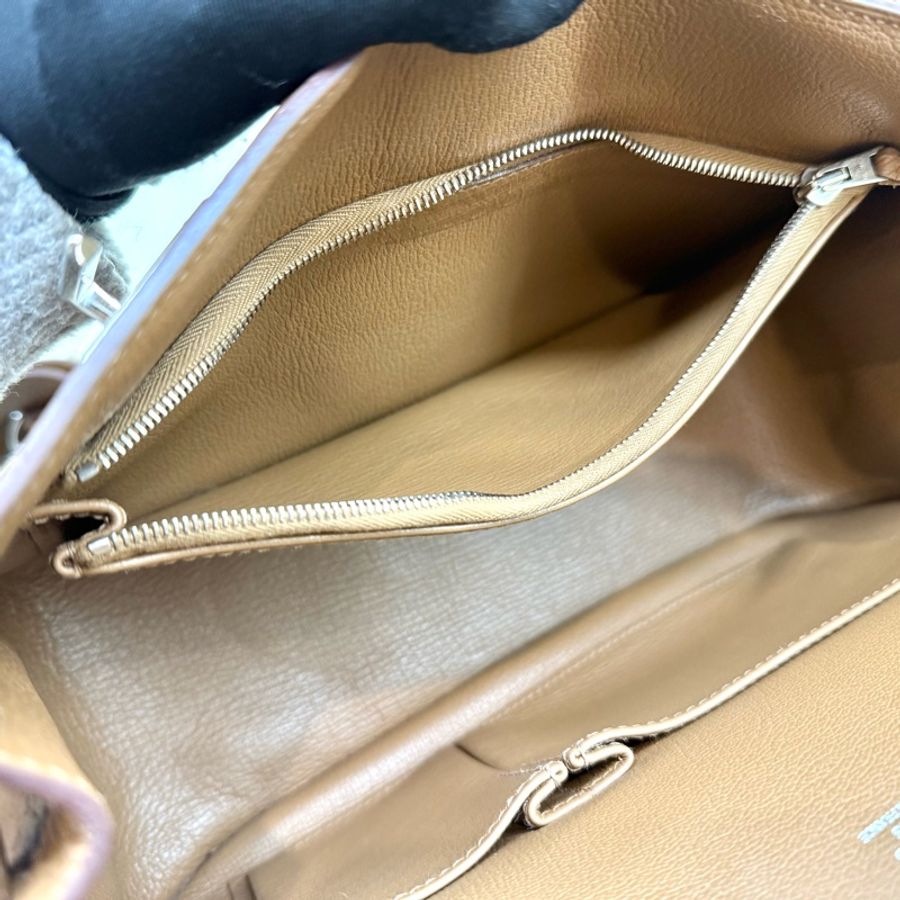 HERMES 37棕色銀釦吉普賽28/H061784-13