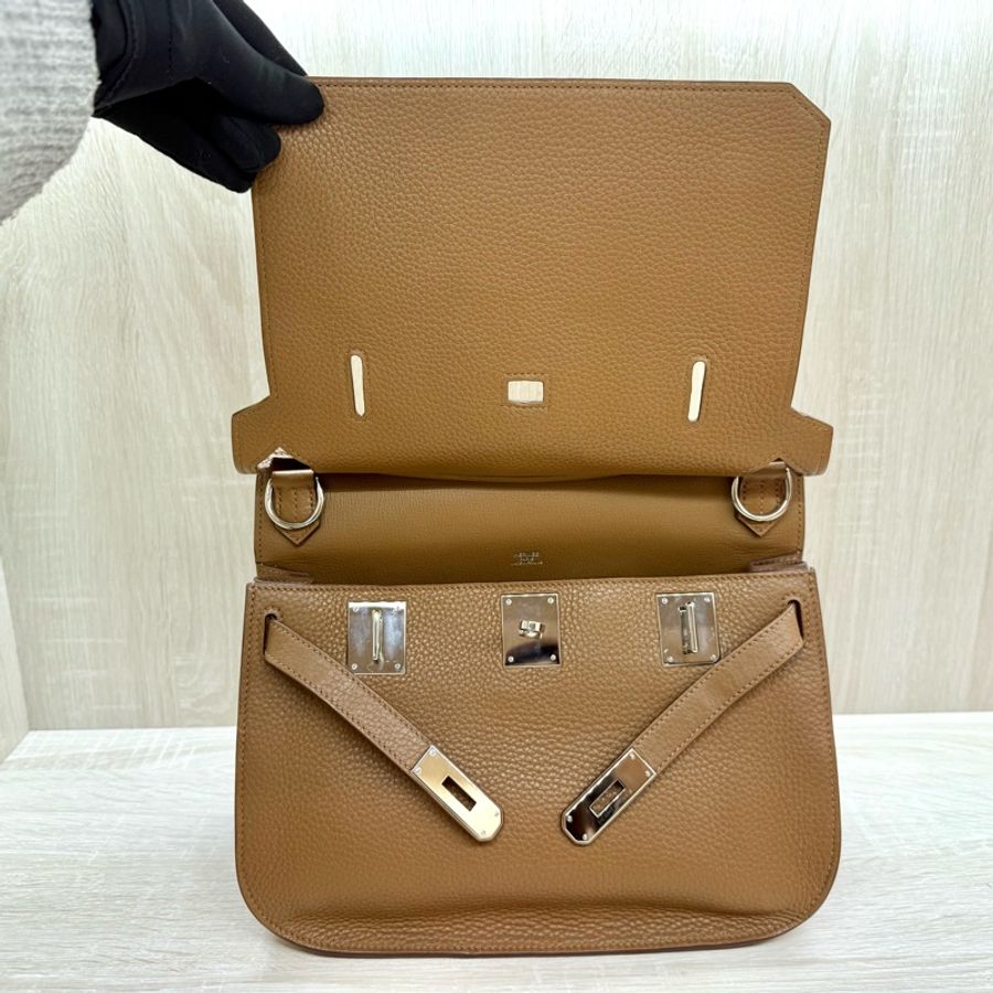 HERMES 37棕色銀釦吉普賽28/H061784-7
