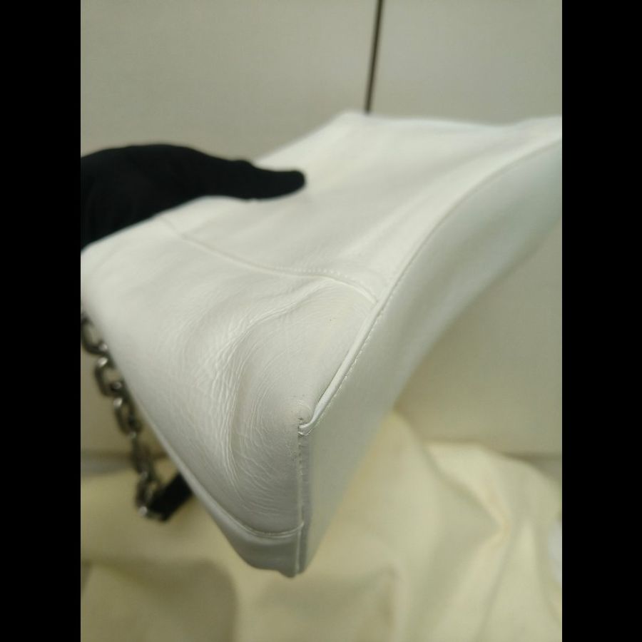 【8成新】㊣✨BALENCIAGA✨巴黎世家(贈內膽) 白色 沙漏包 牛皮 鎖鏈 背帶 肩背包 腋下包 鏈條包/二手包/二手精品/保證正品🌳二手樹屋🌳-8