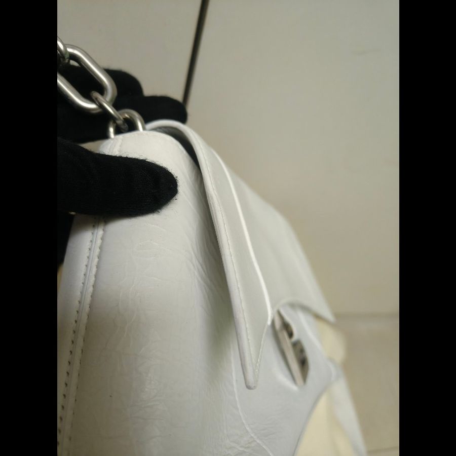 【8成新】㊣✨BALENCIAGA✨巴黎世家(贈內膽) 白色 沙漏包 牛皮 鎖鏈 背帶 肩背包 腋下包 鏈條包/二手包/二手精品/保證正品🌳二手樹屋🌳-13