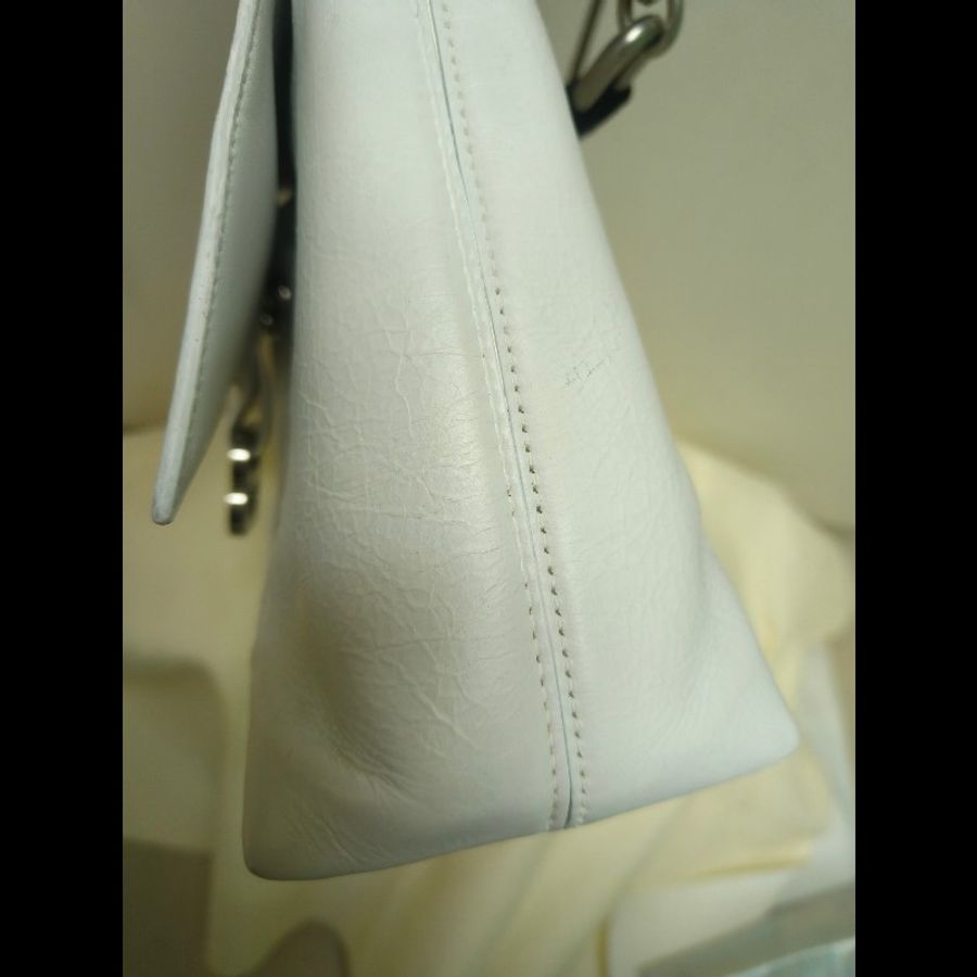 【8成新】㊣✨BALENCIAGA✨巴黎世家(贈內膽) 白色 沙漏包 牛皮 鎖鏈 背帶 肩背包 腋下包 鏈條包/二手包/二手精品/保證正品🌳二手樹屋🌳-19