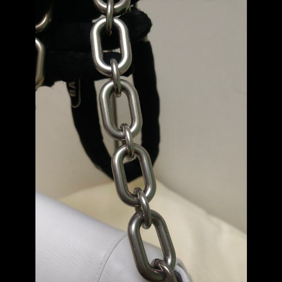 【8成新】㊣✨BALENCIAGA✨巴黎世家(贈內膽) 白色 沙漏包 牛皮 鎖鏈 背帶 肩背包 腋下包 鏈條包/二手包/二手精品/保證正品🌳二手樹屋🌳-27