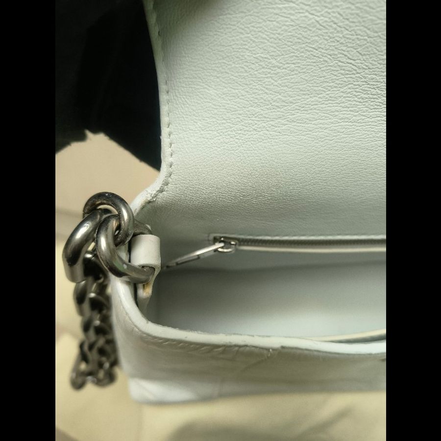 【8成新】㊣✨BALENCIAGA✨巴黎世家(贈內膽) 白色 沙漏包 牛皮 鎖鏈 背帶 肩背包 腋下包 鏈條包/二手包/二手精品/保證正品🌳二手樹屋🌳-41
