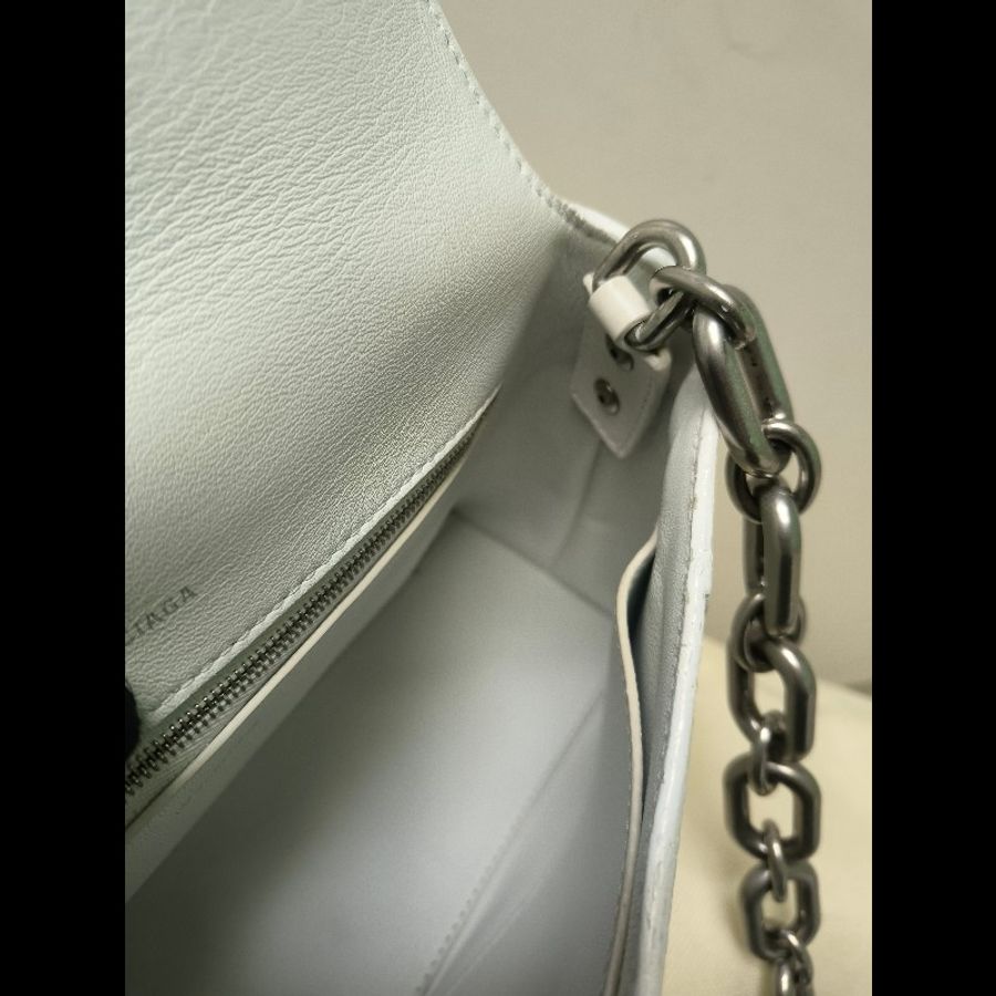【8成新】㊣✨BALENCIAGA✨巴黎世家(贈內膽) 白色 沙漏包 牛皮 鎖鏈 背帶 肩背包 腋下包 鏈條包/二手包/二手精品/保證正品🌳二手樹屋🌳-45