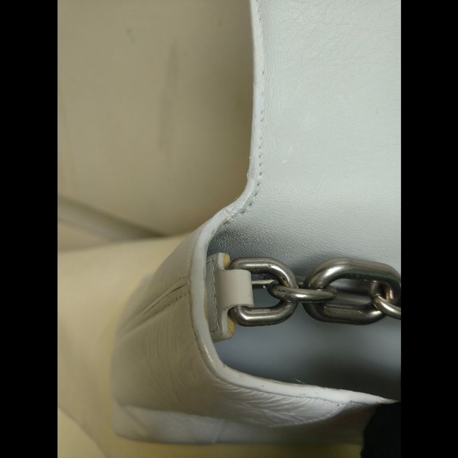 【8成新】㊣✨BALENCIAGA✨巴黎世家(贈內膽) 白色 沙漏包 牛皮 鎖鏈 背帶 肩背包 腋下包 鏈條包/二手包/二手精品/保證正品🌳二手樹屋🌳-56