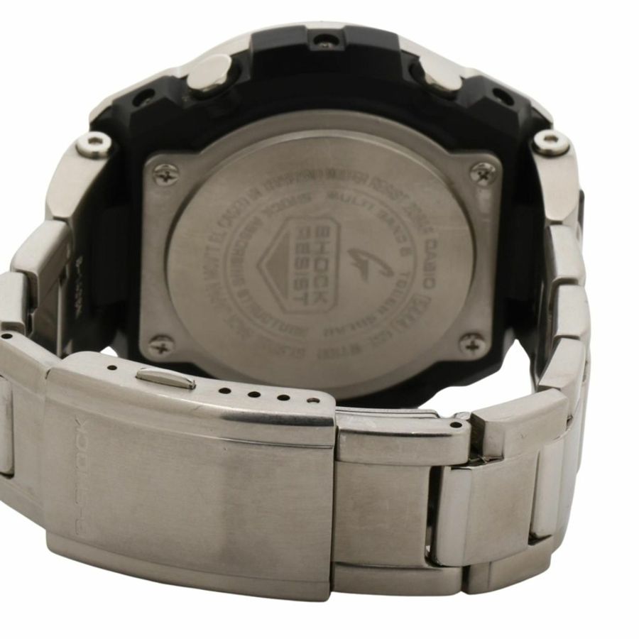 卡西歐 G-SHOCK G-STEEL GSTW100 系列男士腕錶 (GSTW110D1AJF),黑色和銀色樹脂錶帶搭配不鏽鋼錶殼。-4