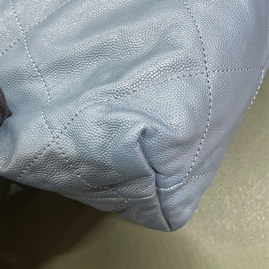 Chanel 22 bag small 小號 荔枝牛皮 垃圾袋 灰藍色-9