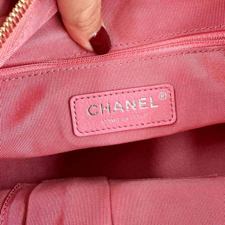 CHANEL - 粉色羊皮菱格流浪包-中號-10