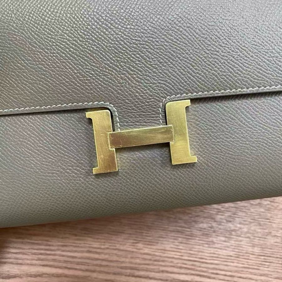 🌈Hermes🧡Constance Wallet🧡大象灰金扣🌟97.5新🌟Epsom皮🌟長銀包🌟愛馬仕🌟-4