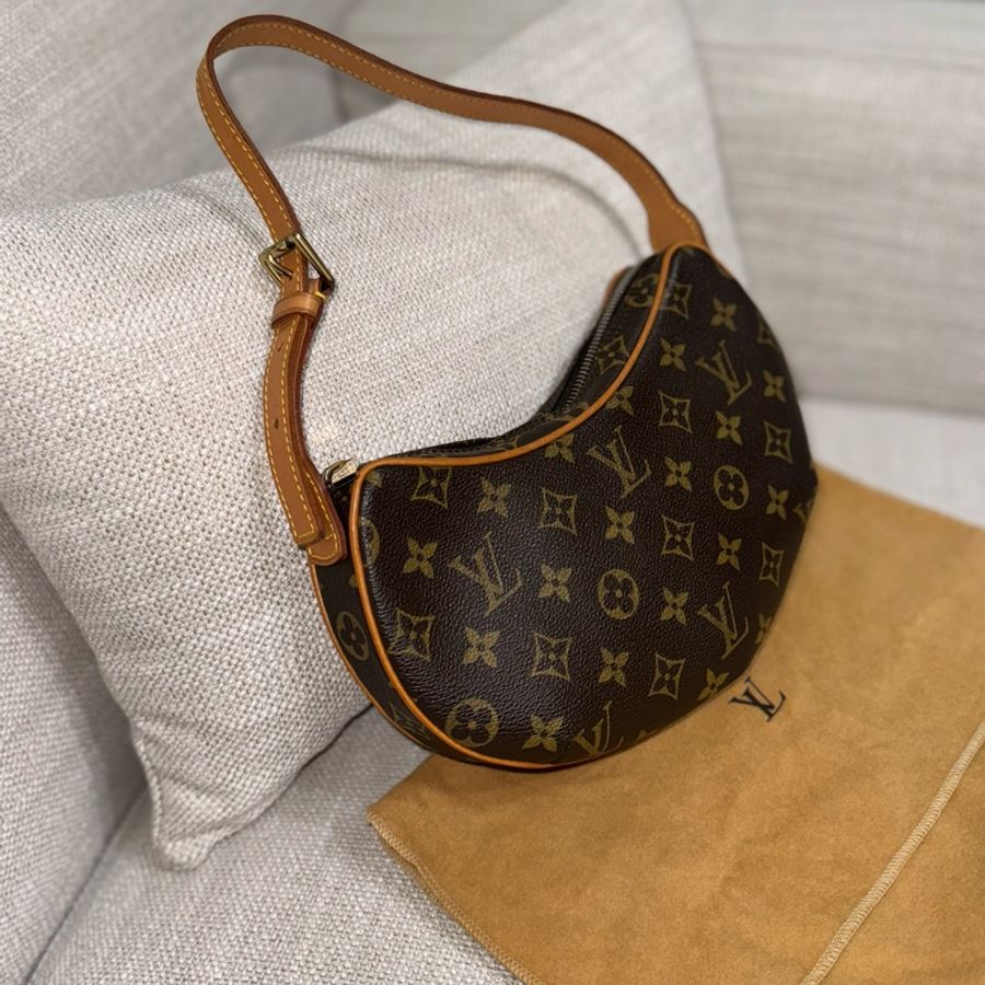 豌豆包✨稀有小號✨92新以上美品✨LV Croissant small 中古可頌包小號🥐漂亮好包況🧡豌豆包/月亮包/月牙包/LV老花肩背包/LV腋下包-0