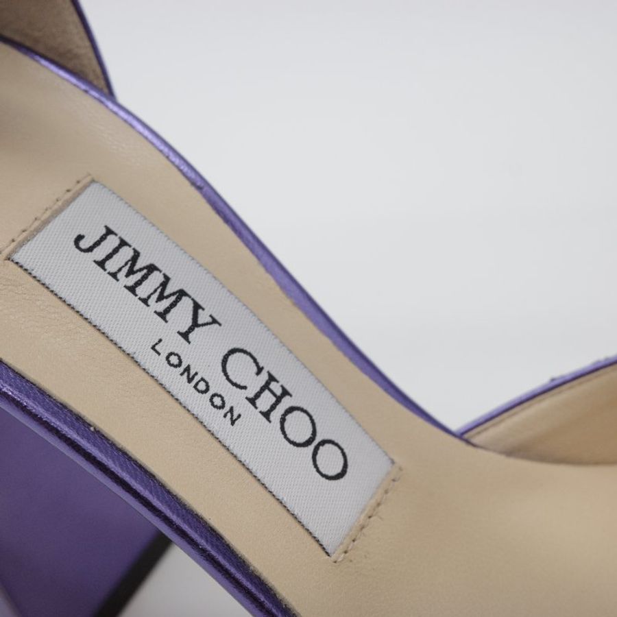 Jimmy Choo Micky 85 星空藍 亮片高跟鞋 銀色 亮粉粗格紋 皮革 高跟 尖頭鞋-7