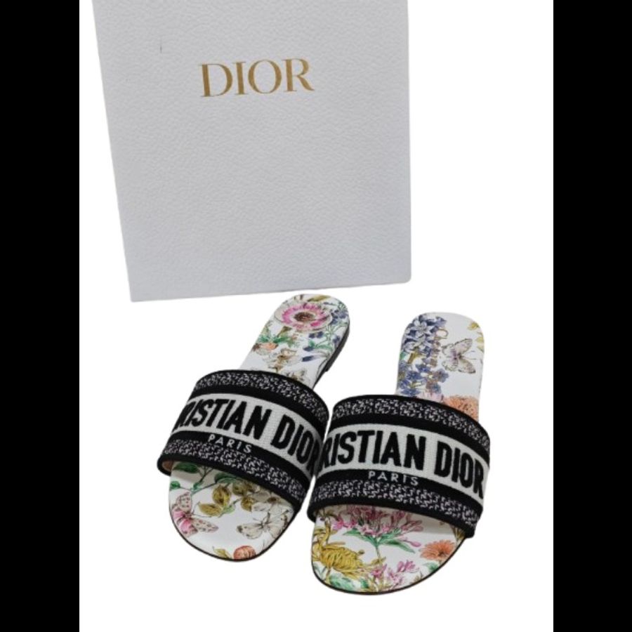 Dior Dway 刺繡棉布涼鞋 37碼-0