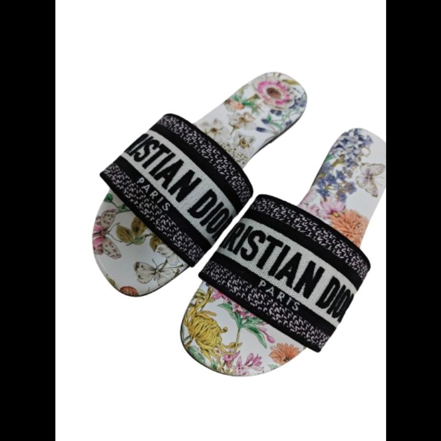 Dior Dway 刺繡棉布涼鞋 37碼-2