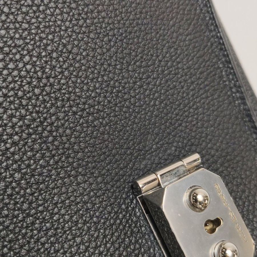 Hermes Sac ADepeches24插扣手拿包Togo牛皮銀扣89黑色-8