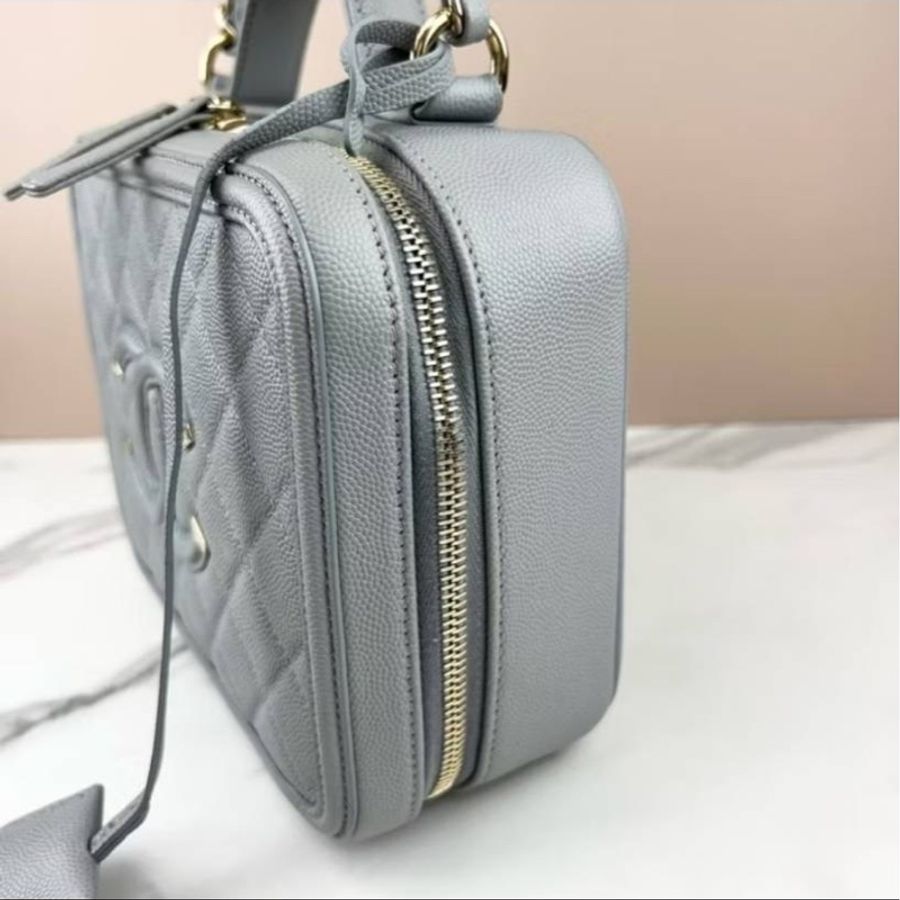 大全配台灣購證二手正品chanel A93343vanity case 21cm 相機包 荔枝牛-2