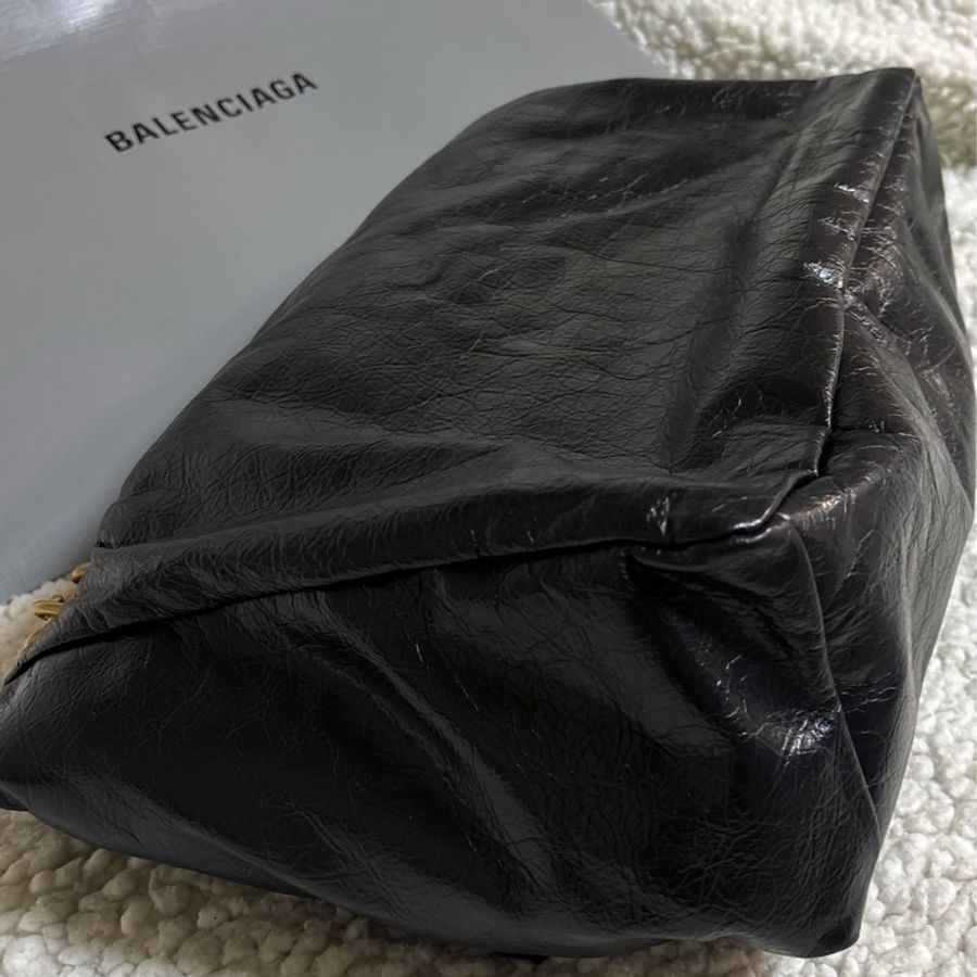 桃園機場購入🩶巴黎世家/Balenciaga MONACO系列 黑金鏈義大利牛皮單肩包-10