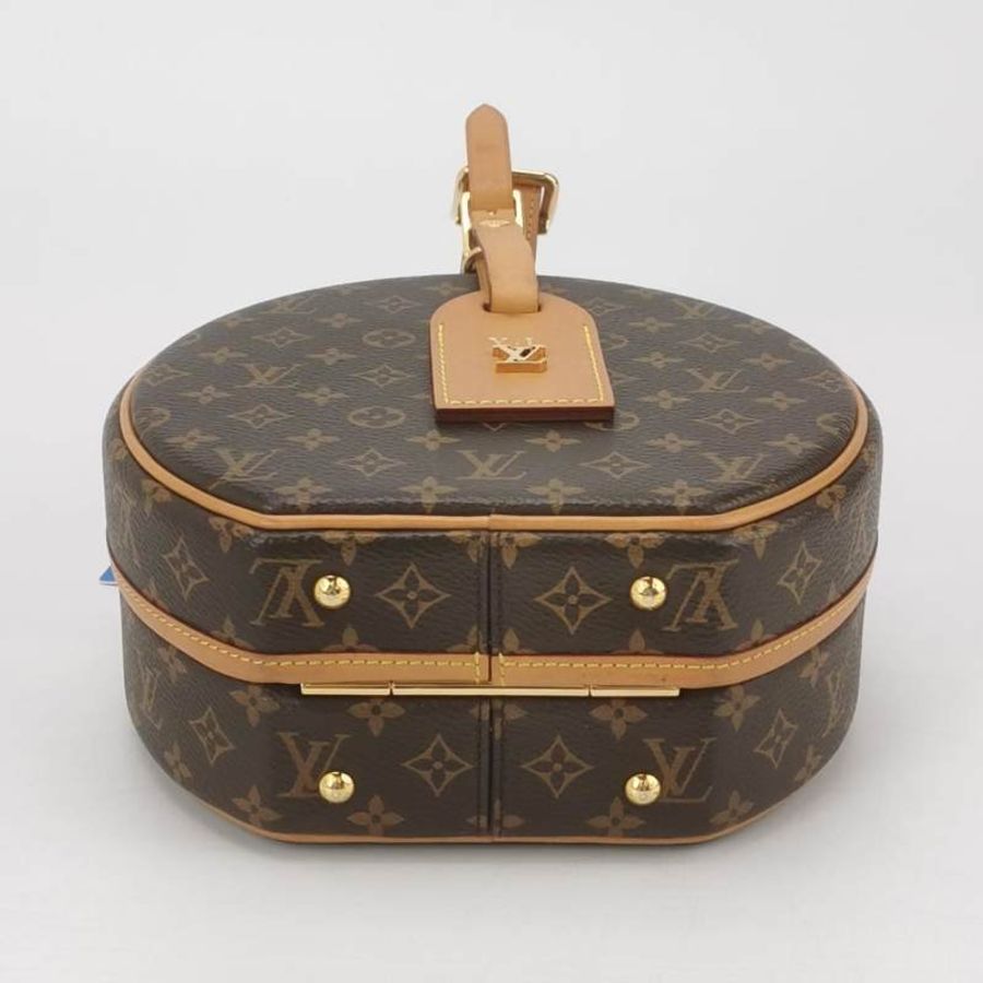Louis Vuitton(LV)Boite Chapeau小號植鞣革Monogram印花圓餅包斜挎包單肩包-5