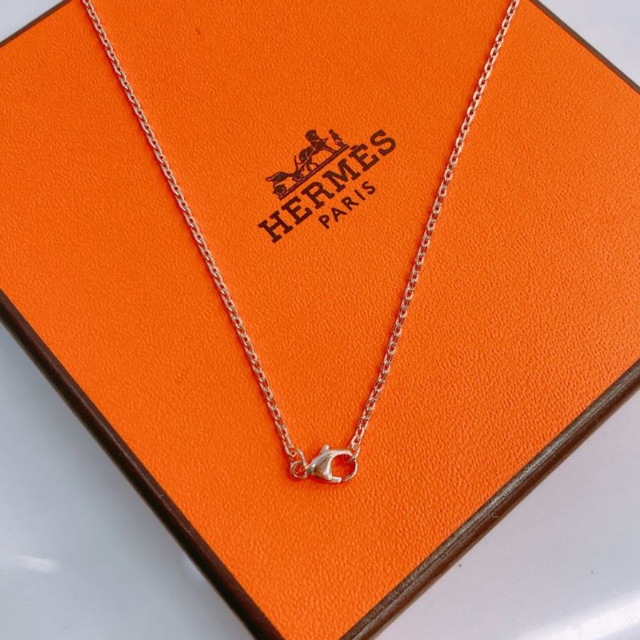 MS0486 Hermes 愛馬仕 迷你 H 項鏈 啡色 玫瑰金鏈 Mini Pop H Necklace Brown x RGHW-8