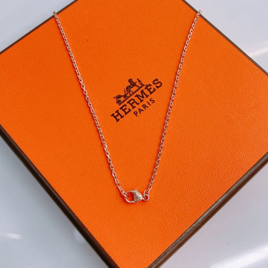 MS0486 Hermes 愛馬仕 迷你 H 項鏈 啡色 玫瑰金鏈 Mini Pop H Necklace Brown x RGHW-9