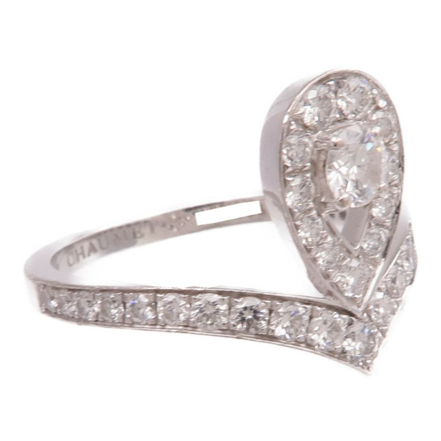 Chaumet 18K白金Josephine Aigrette Ring鑽石戒指Chaumet#52/US#6-3