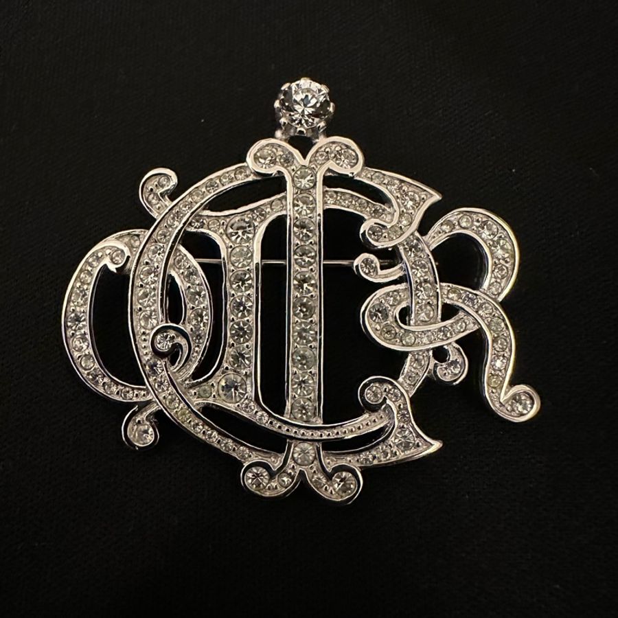 Christian Dior 中古舊標誌南瓜車水鑽胸針-0