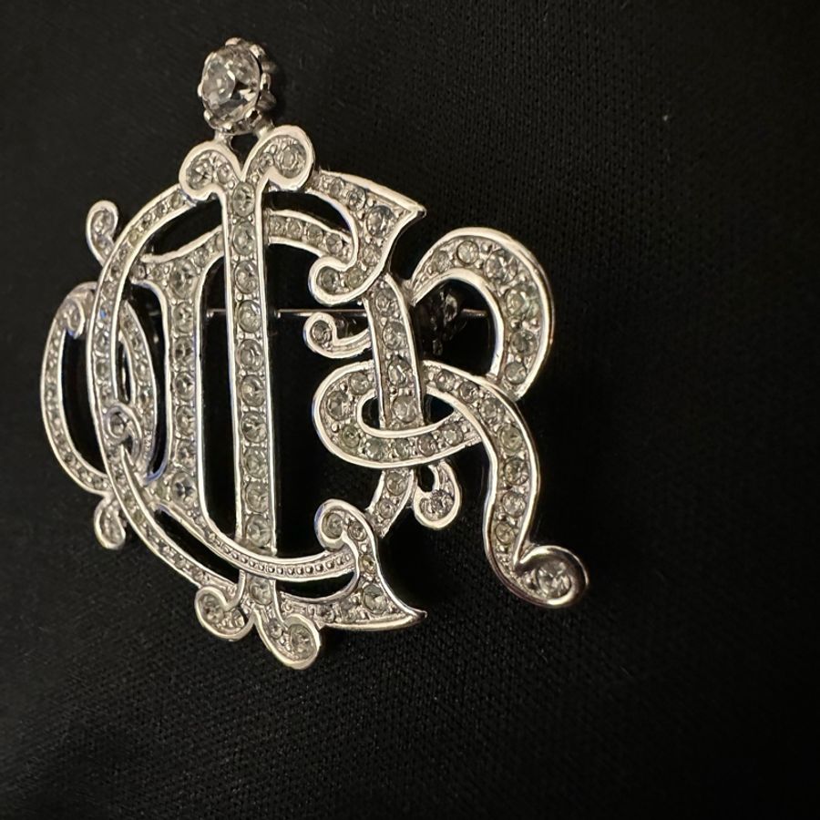 Christian Dior 中古舊標誌南瓜車水鑽胸針-2