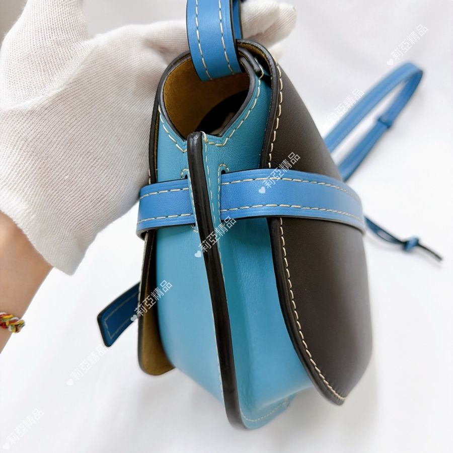 莉亞精品♡ Loewe gate水藍色馬鞍包 二手美包-4
