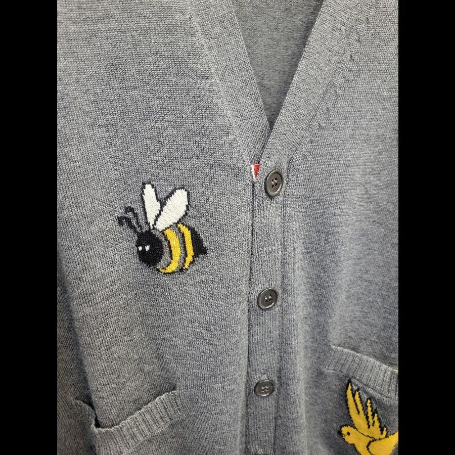 Thom Browne 男款蜜蜂圖案V領針織毛衣 3碼-2