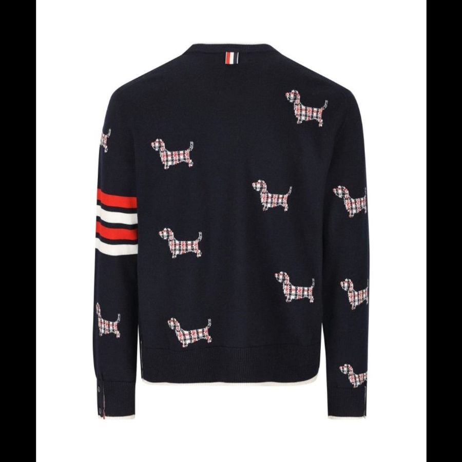 Thom Browne Hector 臘腸犬圖案軍藍色毛衣 2 碼-1