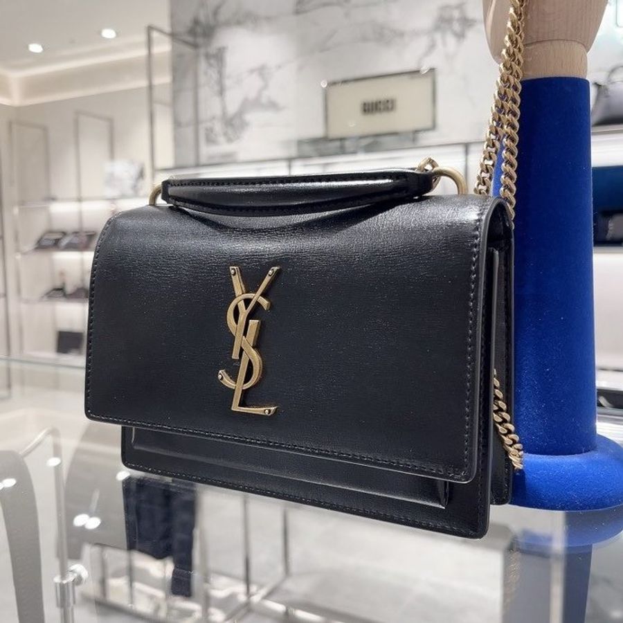 🎊新年特賣🧧Saint Laurent 533026 YSL 光滑小牛皮 Sunset WOC包 -黑色金鍊-5