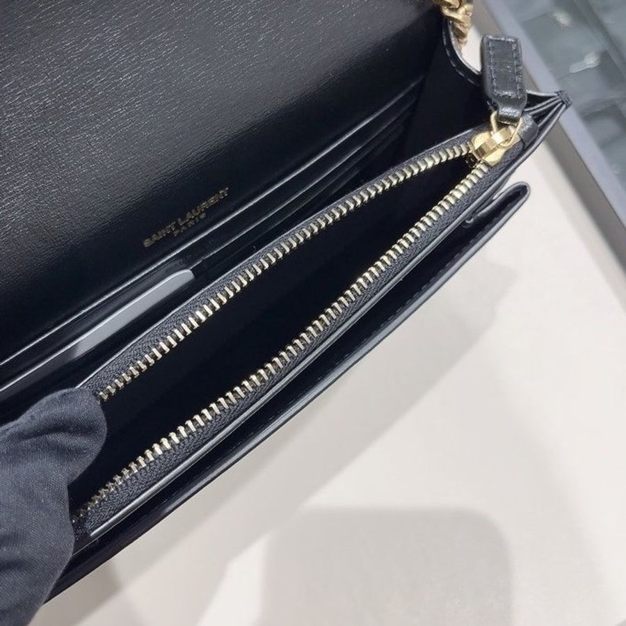 🎊新年特賣🧧Saint Laurent 533026 YSL 光滑小牛皮 Sunset WOC包 -黑色金鍊-9