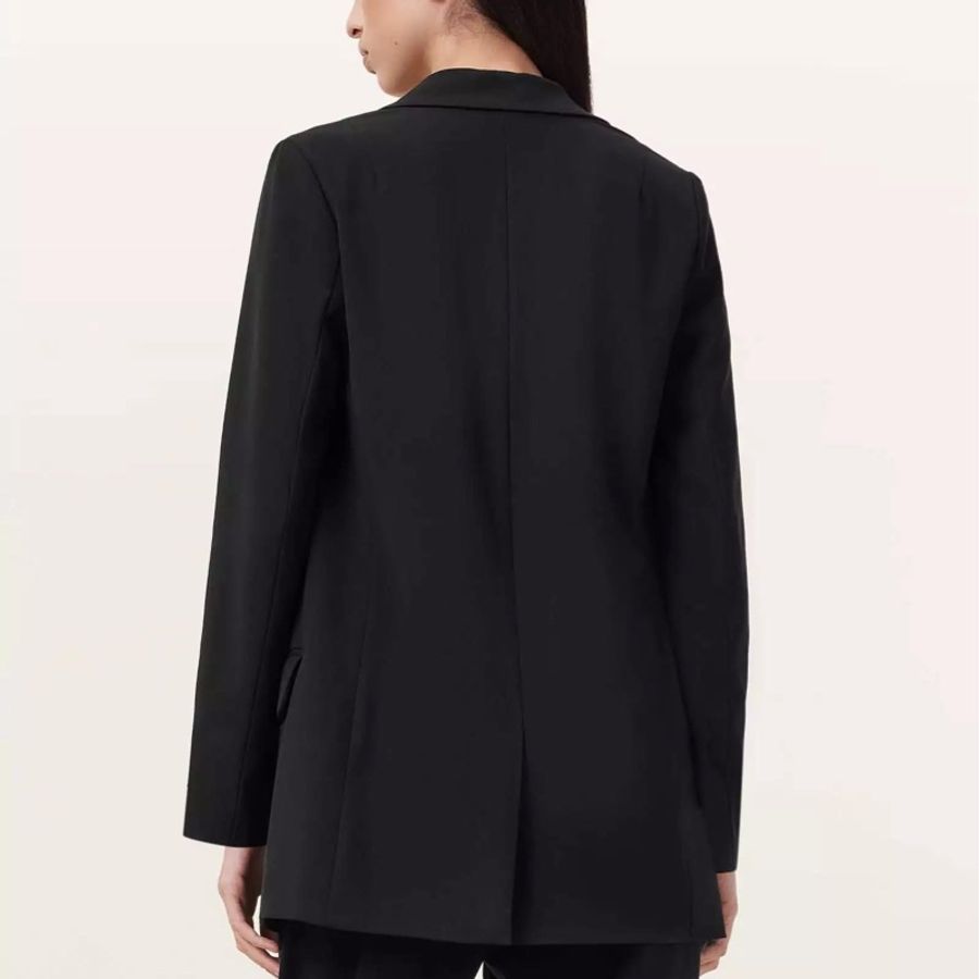 ALLSAINTS 深V領銀蒽點綴長版外套 黑色-1
