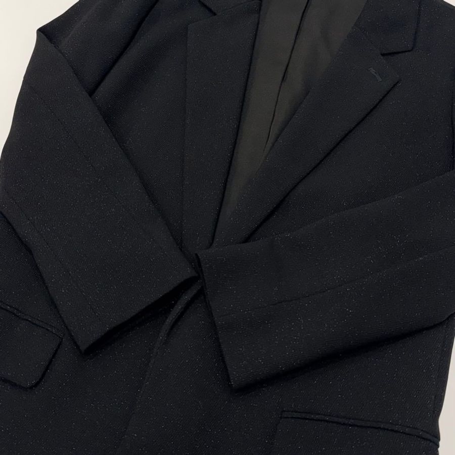 ALLSAINTS 深V領銀蒽點綴長版外套 黑色-5