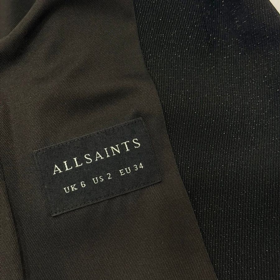 ALLSAINTS 深V領銀蒽點綴長版外套 黑色-8