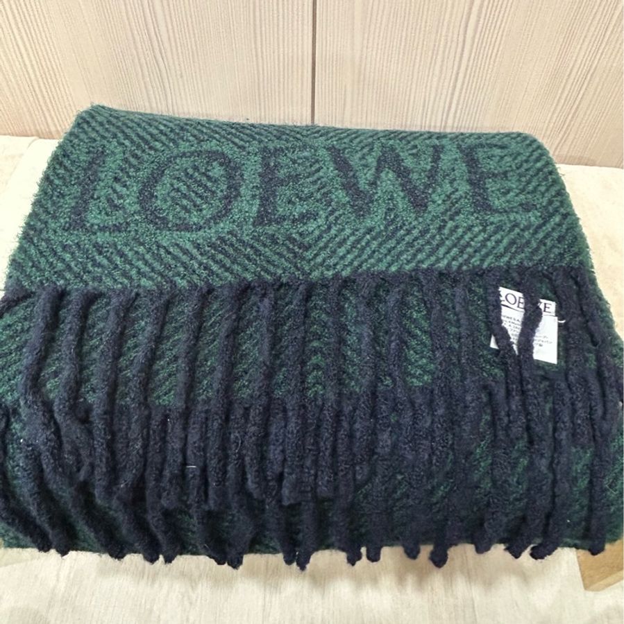 #全新附購證 Loewe 羅意威 羊駝毛羊毛混紡Logo圍巾-6