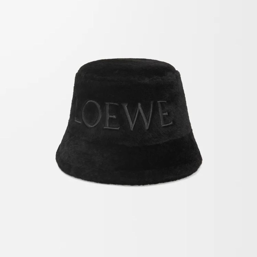 #全新附購證 Loewe 刺繡品牌logo羊毛皮漁夫帽 尺碼57、59-0